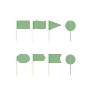 Banderas de palillos de dientes con logotipo personalizado una variedad de tamaños y formas perfectas con palo de madera para alimentos - Product Image 6