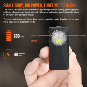 Torcia Portachiavi MINIC 800LM Impermeabile IP68 con Clip Magnetica RGB, Ricaricabile USB-C, Faretto EDC - Product Image 4