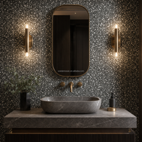 Mosaïque hexagonale en terrazzo noir de l'usine de Foshan, mosaïque hexagonale moderne en pierre artificielle pour la décoration de parquet de chambre d'hôtel