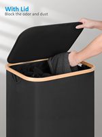 Panier à linge pliable KUYUE avec roulettes, panier à linge moderne avec couvercle et sac amovible, panier à linge esthétique pour vêtements sales.