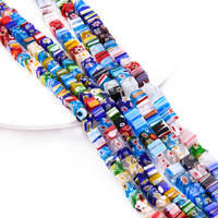 6/8mm couleur mélangée carré Millefiori perles de verre Kit de fabrication de bijoux à bricoler soi-même pour collier Bracelet fait main