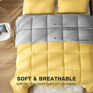 Chăn Đôi Chăn Lông Vịt Chăn Bông Màu Vàng Chăn Bông Cho Giường Đôi Với Các Tab Góc - Product Image 3