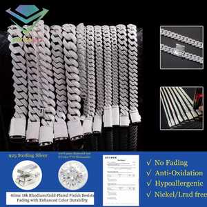 बड़े आकार की लक्जरी डिजाइन भारी चांदी श्रृंखला ठीक गहने 925 सिल्वर चेन हिप हॉप बनाम चेन मोइससानाइट क्यूबन हार हार - Product Image 4