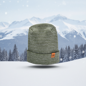 หมวกบีนนี่ทรงทันสมัยแบบเย็บตะเข็บเทตา ขอบหมวกตัดสี เทาเขียว ผลิตจากอะคริลิกคุณภาพพรีเมียม ผลิตในสหรัฐอเมริกา อุปกรณ์เสริมสำหรับกีฬาฤดูหนาว - Product Image 2
