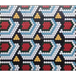 <span class=keywords><strong>Argentina</strong></span> arte apasionado hecho a mano piso mosaico azulejos restaurante decoración Hexagonal copo de nieve patrón cerámica mosaico Mural azulejo rojo - Product Image 5