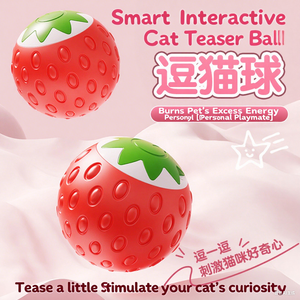 Interactive <strong>Strawberry</strong> Cat Training Toy Rechargeable Electric Ball <strong>Catnip</strong> Automatic Moving Rolling Intelligent Toy - Product Image 3