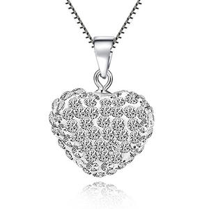 CDO02 925 plata esterlina sólida en forma de corazón <span class=keywords><strong>Shambala</strong></span> cuentas de cristal completo colgantes para collar mujeres niñas joyería - Product Image 1