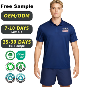Custom Logo 100% Polyester Football Polo Jersey T-Shirt Performance Soccer Polos with Woven Patch Embroidered Letter