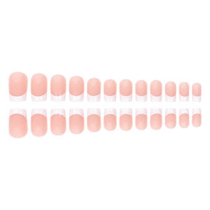 Best Seller forma quadrata francese stile bianco nudo lucido stampa-On unghie ABS per applicazione dito opzioni all'ingrosso disponibili - Product Image 3