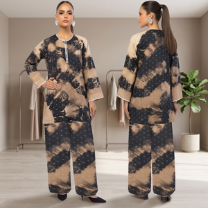 Ensemble de costume d'hiver 2 pièces pour femme, édition luxe Fusion en velours côtelé, tie-dye écologique en velours côtelé pour l'hiver - Product Image 3