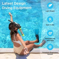 Masque de plongée intégral anti-buée avec réservoir de plongée de 0,5 L et pompe manuelle, cylindre d'air rechargeable haute pression pour adultes