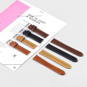 Bracelet de montre en cuir 18mm 20mm 22mm, bracelet de sport perforé et respirant pour Samsung Gear S2 S3 - Product Image 2