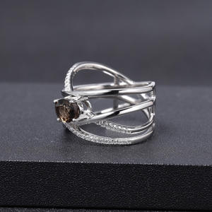 En stock, bague vintage en argent 925 incrustée de cristal de thé, pierre précieuse, pour femme, mariage, haute élégance, vente directe d'usine - Product Image 3
