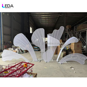 LEDA New White Metal <b>Backdrop</b> Arch Led Lighted up Flower Shape Stage Arch Event <b>Backdrop</b> Decoration - Product Image 2