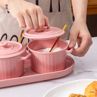 Contenants de cuisine nordiques coffret d'assaisonnement en céramique ins pot à épices rayé couvercle en céramique et étiquettes personnalisées