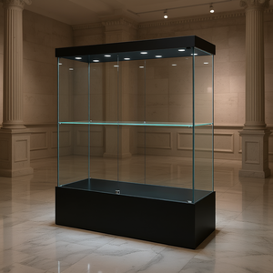Vitrine moderne en verre 160x60x190 cm, base noire avec éclairage LED pour expositions muséales - Product Image 2