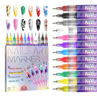 Stylo pour nail art avec tube à aiguille de 0,5 mm, pour graffiti, DIY, peinture d'ongles portable, peinture à la main, points, fleurs, lignes, pointes d'ongles en acrylique, affichage