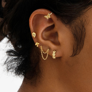 CANNER Boucles d'oreilles longues à double pampille plaquées or 18 carats, hypoallergéniques, en argent sterling 925, design superposé, pour soirée - Product Image 3