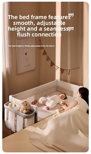 Cuna Multifuncional para Bebé con Elevación y Plegado de un Toque, Diseño de Empalme sin Costuras, Material de Metal/Madera para Recién Nacidos de 0 a 3 Años, Uso Doméstico - Product Image 2