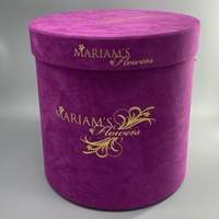 Boîte cadeau ronde en carton velours en matériaux recyclés avec finition brillante/mate pour roses éternelles – Vente en gros