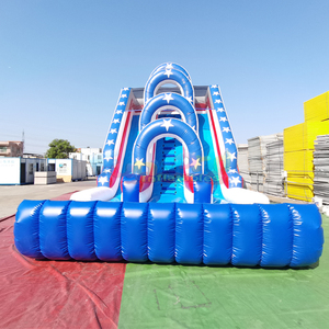 Tobogán inflable gigante para fiestas al aire libre, triple carril, tipo Lindy, para uso comercial en húmedo o seco. - Product Image 6