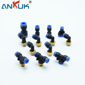 SMC AirTAC công nghiệp <span class=keywords><strong>PE</strong></span> nhựa/thép không gỉ 3-Way Air hose Pipe <span class=keywords><strong>Fitting</strong></span> nối <span class=keywords><strong>Union</strong></span> TEE cho khí nén máy móc - Product Image 1