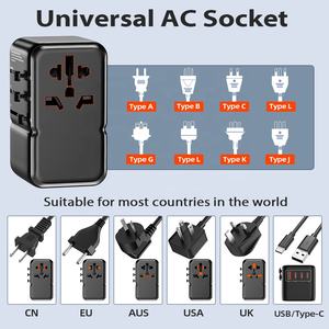 Worldplug Tous les ports Charge rapide 3 type c <span class=keywords><strong>2</strong></span> USB Adaptateur de prise de voyage universel Chargeur d'alimentation World GaN - Product Image 3