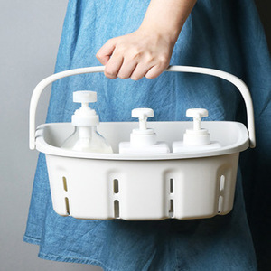 Portable Shower <b>Basket</b> <b>Plastic</b> Wall Mounted Toiletries Storage <b>Basket</b> White Rectangle Dormitory Bathroom Use - Product Image 2