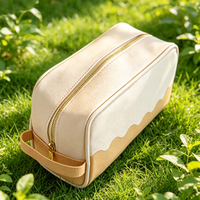 Sac de maquillage en toile personnalisé avec fermeture éclair, écologique, vente chaude, vente en gros, sac cosmétique portable d'extérieur avec poignée