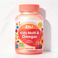 Gummies multivitaminées pour enfants sans OGM, marque distributeur, avec Oméga-3 DHA pour le soutien de la santé cérébrale, immunitaire et osseuse, 60 unités, MOQ 50 boîtes