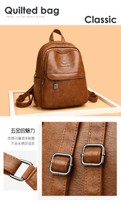 Luxury Pu Leather Women <b>Backpack</b> Vintage Style Lady Travel Shoulders <b>Backpack</b> Girl <b>School</b> Bag Female Leather <b>Backpack</b> - Product Image 3