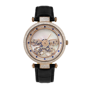 Rotatable Dial Bee Diamond Ladies Watch Sapphire Glass <b>Real</b> Leather Strap Ronda 762 Movement Stainless Steel Women Wristwatch - Product Image 2