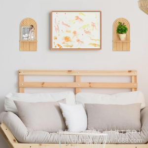 Wooden <b>Wall</b> <b>Mounted</b> Decorative <b>Shelf</b> Nordic Style Solid Wood Single Layer Irregular Shape Living Room Display Rack - Product Image 1