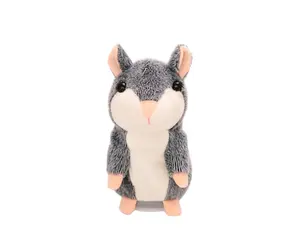 15cm Funny Tone Talking hamster Talking Animal Toys Speaking Hamster Plush Hamster with recording function(grey)