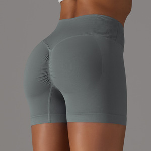 Shorts de yoga côtelés pour femmes, taille croisée, froncé aux fesses, sans effet camel toe, extensibles, pour le cyclisme, vente en gros, OEM ODM - Product Image 3