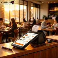 ComPOSxb Google, Terminal Punto de Venta Portátil Android 14 de 8 Pulgadas para Restaurantes, con Bluetooth, NFC, Impresora Térmica de 58 mm, Código QR, SIM 4G