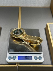 Đồng hồ nam màu vàng sang trọng Chronograph Superclone Mặt số màu xanh lá cây với viền tachymeter Vỏ và vòng đeo tay bằng thép không gỉ - Product Image 4