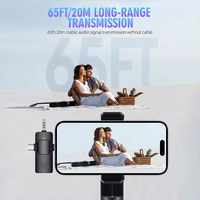 Kit de microphones sans fil avec 2 micros portatifs omnidirectionnels à condensateur avec suppression du bruit pour l'enregistrement