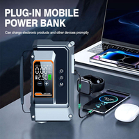 Démarreur portable 6-en-1 : booster de batterie de voiture, chargeur de batterie externe, pack de batteries au lithium, pompe à air pour pneus, gonfleur de pneus avec lumière