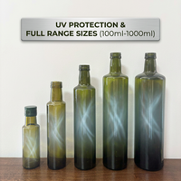 Bouteille Dorica ronde vide de qualité alimentaire supérieure, transparente et vert antique, 250 ml et 500 ml, pour sauce, bouteille en verre pour huile d'olive 500 ml