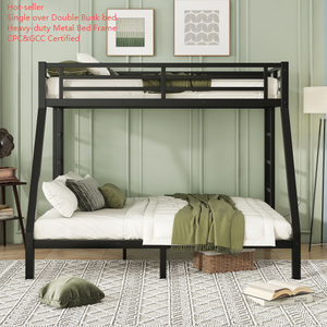 Lit superposé en métal robuste et moderne avec <span class=keywords><strong>3</strong></span> <span class=keywords><strong>couchages</strong></span>, barrières de sécurité et échelle facile d'accès pour l'école, les enfants et les adultes - Product Image 1