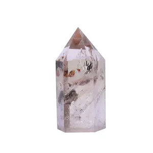 Decoración del hogar fantasma cuarzo facetado punto extremadamente raro curación cristal piedra preciosa espécimen amor Natural Feng Shui pulido