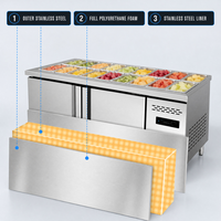 Table de préparation réfrigérée professionnelle pour bar à salades avec zone de refroidissement direct pour restaurants, pizzerias, fruiteries, cafés, hôtels et traiteurs