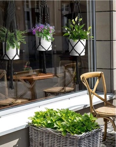 Suspensions pour plantes en macramé, corde de coton d'intérieur, pot de fleurs suspendu, panier porte-plante, décoration de patio, terrasse, plafond, jardin, maison - Product Image 2