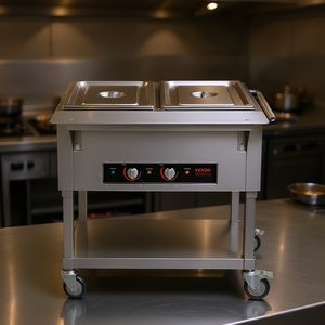 Vevor 2-Pan Food Warmer 1000W <b>Electric</b> Steam <b>Table</b> 20.6QT Commercial Grade Stainless Steel Food Warming Equipment - Product Image 2