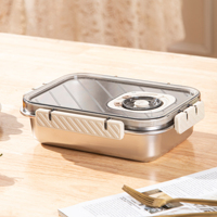 Nouvelle conception Boîte à lunch en acier inoxydable 304 de qualité alimentaire Conservation de la fraîcheur Couvercle sous vide Étanche Chauffage avec pompe à vide