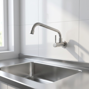 <span class=keywords><strong>Robinet</strong></span> de cuisine mural classique moderne en acier inoxydable 304, à poignée unique, avec valve en céramique, eau froide, connexion filetée G1/2 - Product Image 4