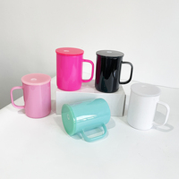 Lot de 25 tasses en verre de couleur macaron de 17 oz avec poignée et couvercle en plastique pour enveloppes UV DTF et transfert par sublimation