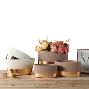 Wholesale Matte Cement Decorative Flower Pots Cheap Price round Wedding Decor for Livingroom <strong>Garden</strong> Planter <strong>Liner</strong> for Home Use - Product Image 3