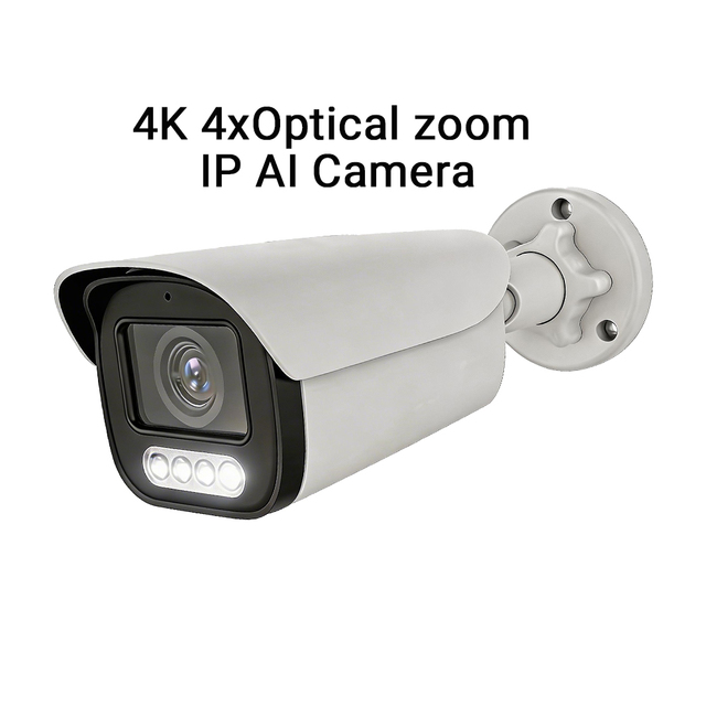 Security Dome IP Camera 4K 8MP 4X Optical Zoom POE AI Human/Vehicle Detection Color Night Vision Waterproof Built-In Mic